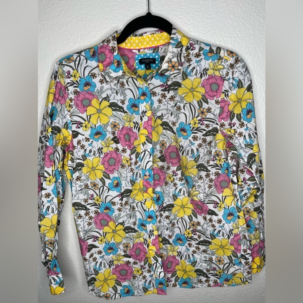 Talbot COTTON BUTTON FRONT SHIRT - GARDEN PARTY size mp - Picture 3 of 7